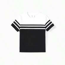 Matching Family Outfits – Striped T-Shirt For Men & Boy, Crop Top & Midi Skirt Co-Ord Set For Women & Girl, Flared Dresses For Baby Girl – Stylish Summer Family Coordinated Cotton Set - 黑與白 - 查看 5