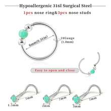 18G Opal Nose Ring, 8mm/10mm, Hypoallergenic 316L Surgical Stainless Steel - Suitable For Nostril/Septum Piercings And Cartilage Piercings, Unisex, Ideal For Everyday Wear, Promotes Healing, Designed For New Piercings, Comfortable To Wear, And Won't Interfere With Sleep.