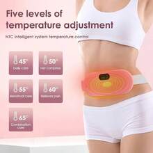 Cordless Heating Pad For Period Cramps: Portable Menstrual Heating Belt With 3 Heat Levels 4 Massage Modes - Wearable Waist Heating Pad For Women Girls - 粉色 - 查看 2