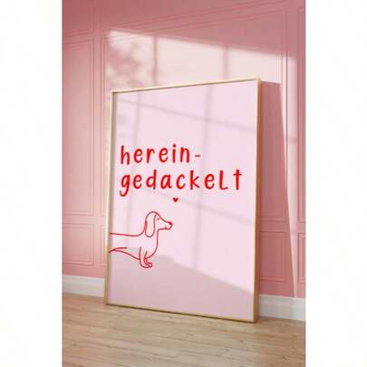 1 Stück modernes rosa abstraktes Linie Dackel Leinwand Ölgemälde Poster mit Text, Tier Leinwand Kunst, Wandkunst für Schlafzimmer, Wohnzimmer, Esszimmer, Küche, Arbeitszimmer, Flur, Studentenwohnheim, ideales Geschenk für Freunde, Wandkunst, Heimdekoration, Raumdekoration Leinwandmalerei, Poster, ohne Rahmen