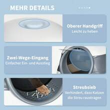 HOMCOM Deodorizing And Scooping Cat Litter Box For Cats Up To 5kg, White Grey, 52x41x38cm, Odor Blocker And Hygienic