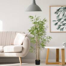 Plantas Artificiais HOMCOM, Bambu Artificial, Planta Artificial de 180cm com 830 Folhas, Planta de Interior, Árvore Artificial, Planta Decorativa de Interior, Verde - 1 - Ver 3