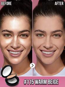 MISSLYN 轻盈控油定妆粉，哑光无瑕持久粉饼，针对肌肤的高遮瑕粉底粉，控油无瑕全覆盖轻盈粉饼，柔雾妆效，打造更光滑的妆容 - #115 Warm Beige - 查看 3