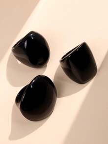 1 套 3 款几何简约设计树脂圆形和方形夸张戒指，女士珠宝配饰 - 彩色 - 查看 7