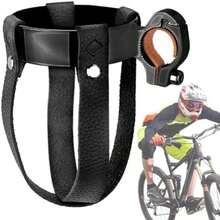 HAMIL Portabotellas para Bicicleta Portavasos para Manillar de Bicicleta Portabotellas de Agua de Cuero, Portabotellas de Agua Multifuncional para Bicicleta, Portavasos para Manillar de Bicicleta(Círculo negro + cuero marrón.) - Multicolor - Ver 9