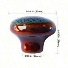 Vintage Round Cabinet Knobs Glazed Ceramic Round Knobs For Dresser Drawer, Antique Drawer Pull For Home Decor Door Handles - Blue - View 3