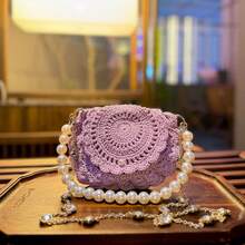 2条可拆卸珍珠包链，手工DIY包包配饰项链，适用于手提包、钱包、手机壳和其他手工制品，时尚、简约、优雅、美观，方便替换单肩包链。 - 白色 - 查看 8