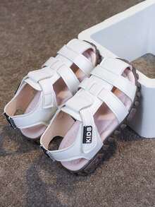 1 Pair Unisex Flat Toe Ring Sandals, Non-Slip Durable Baby/Toddler Beach Shoes, Suitable For Summer - Beige - View 3