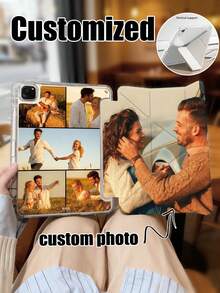 1pc Customizable Photo Slim Transparent Case Suitable For IPad 10th Gen 10.9" (2022) / IPad (A16) 11" 11th Gen (2025) / IPad Air 4th/5th Gen, IPad Pro (2020/2021/2022/2024), Thin & Fashionable, With Pencil Slot, Multi-Angle Y-Shaped Stand - White - View 1