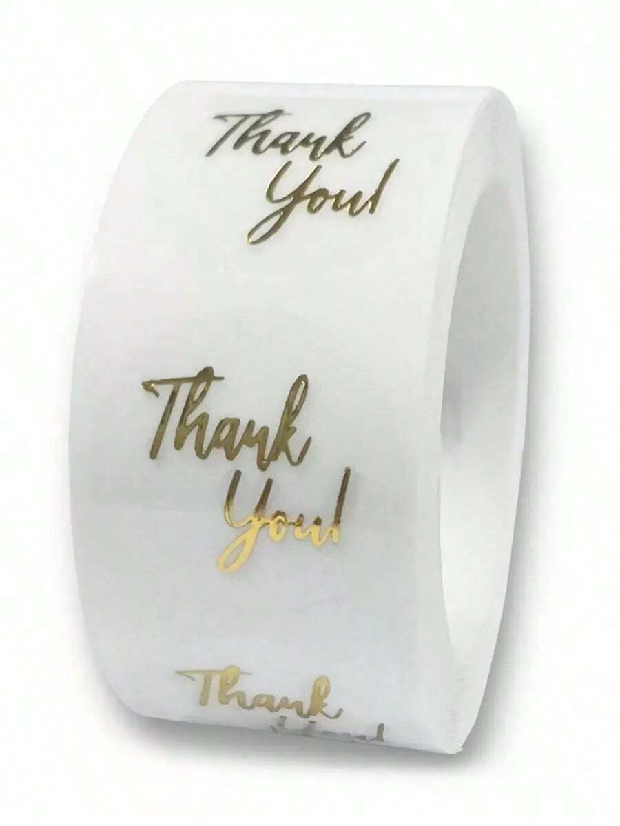 500pcs/Roll Transparent 'Thank You' Stickers, Minimalist And Practical Multipurpose - 多色 - 查看 1