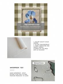 1/2件套无框蓝色亚麻花卉印花鼠尾草绿格子墙饰亚麻植物海报田园风植物艺术乡村农舍风格宿舍房间装饰卧室墙饰复古花卉印花乔迁礼物无框植物艺术套装美学房间装饰 - 彩色 - 查看 9