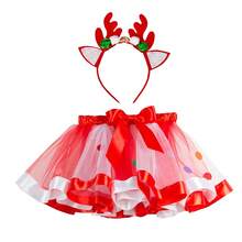 圣诞仙女服装 - 手工制作的蓬巴杜连衣裙，配有驯鹿角头带和雪花装饰 - 涤纶编织休闲仙女服装，适合节日庆祝舞会