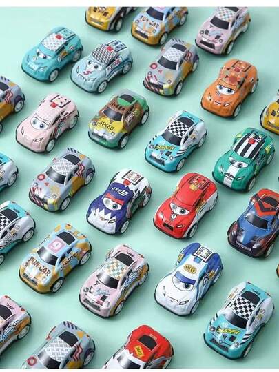 Metal Shell Clockwork Car Mini Cartoon Q Version Series Alloy Die-Cast Toy Car, Mixed Colors And Patterns - Perfect For Party Gifts And Christmas Gifts