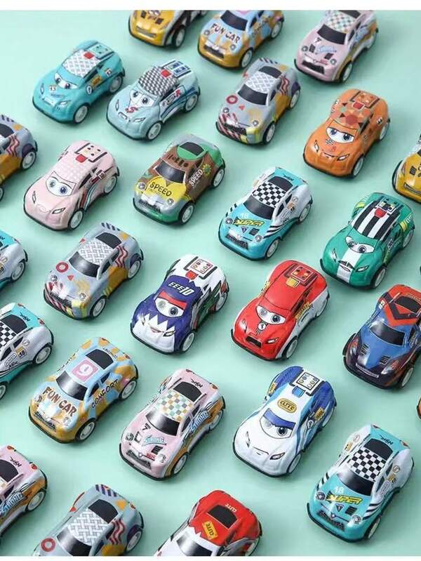 Metal Shell Clockwork Car Mini Cartoon Q Version Series Alloy Die-Cast Toy Car, Mixed Colors And Patterns - Perfect For Party Gifts And Christmas Gifts