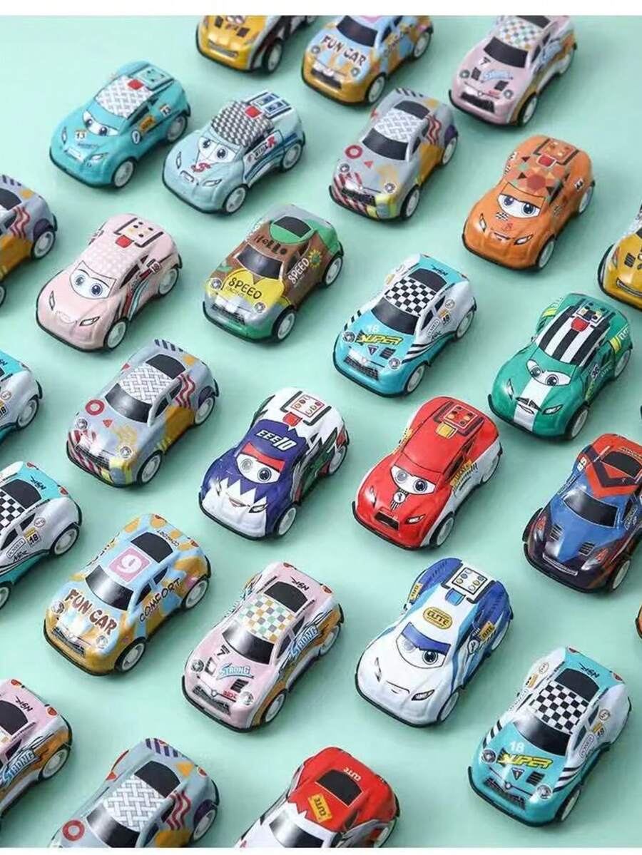 Metal Shell Wind-Up Mini Cartoon Alloy Die-Cast Toy Car, Multiple Colors And Patterns Available - Ideal As Party Favors And Christmas Gifts - Random Styles and Colors - View 1