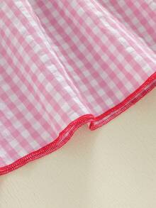 Little Toddler Girls Valentine's Day Dress Long Sleeve Ruffled Round Neck Heart Embroidery Bownot Plaid A-Line Dress - 紅色 - 查看 8