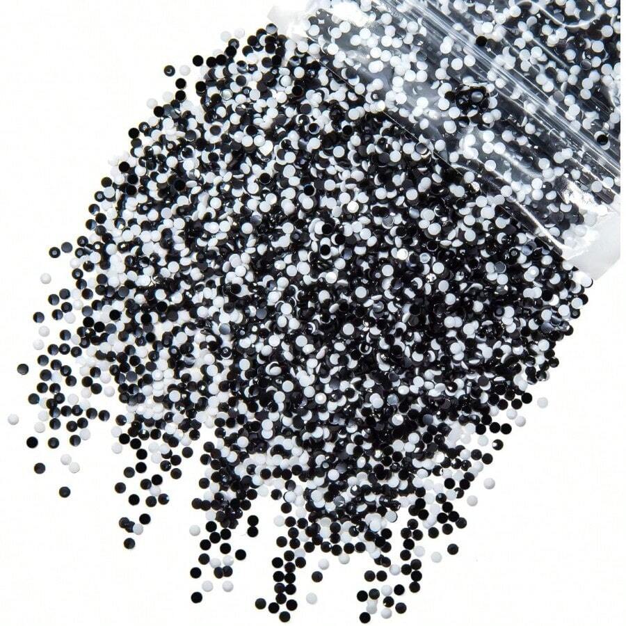 1550PCS 5mm Solid Black And White Mix Resin Rhinestones For Crafting ...