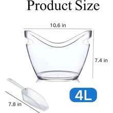 1件/2件-4L/組 壓克力派對冰桶，4公升塑料桶，適用於飲料、水果和派對，完美適合葡萄酒、香檳或啤酒瓶，適合夏季戶外活動或露營 - 無色 - 查看 10