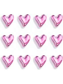 6个可爱心形冰箱贴，粉色冰箱贴，小巧心形装饰磁贴套装，适用于冰箱白板照片装饰、浪漫装饰、特别夜晚、周年纪念日装饰、情人节派对用品、创意3D家居留言板磁贴、粉色心形花朵磁贴 - 彩色 - 查看 1
