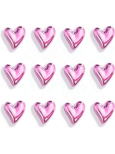 6个可爱心形冰箱贴，粉色冰箱贴，小巧心形装饰磁贴套装，适用于冰箱白板照片装饰、浪漫装饰、特别夜晚、周年纪念日装饰、情人节派对用品、创意3D家居留言板磁贴、粉色心形花朵磁贴