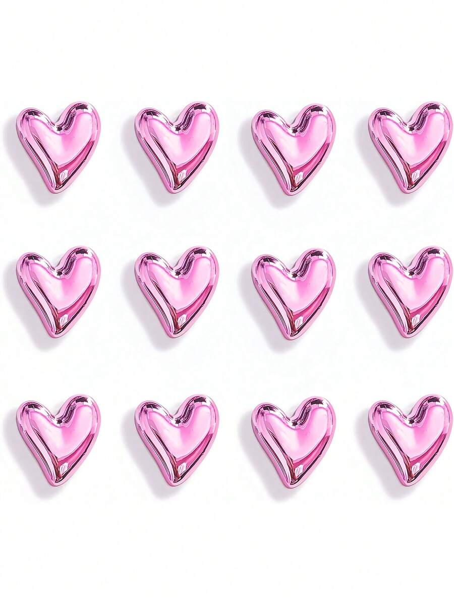 6个可爱心形冰箱贴，粉色冰箱贴，小巧心形装饰磁贴套装，适用于冰箱白板照片装饰、浪漫装饰、特别夜晚、周年纪念日装饰、情人节派对用品、创意3D家居留言板磁贴、粉色心形花朵磁贴 - 彩色 - 查看 1