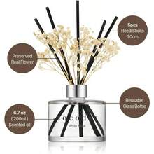 COCODOR Flower Reed Diffuser Set 6.7oz White Jasmine Scent Diffuser With Sticks Home Fragrance Reed Diffuser For Bathroom Shelf Decor Holiday Gifts - WhiteJasmine - View 3