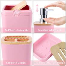 YESagoodShop Bathroom Set Black Trash Can  9 Piece Decor Toothbrush Holder Cup Lotion Dispenser Tray Soap Dish Toilet Brush Qtip 1763699629789 - 浴室套裝+浴簾 - 查看 7