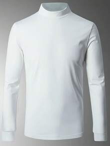 Áo thun dài tay cổ lửng mùa xuân/thu dành cho nam, thích hợp mặc thường ngày khi đi dã ngoại. - trắng - Xem 3