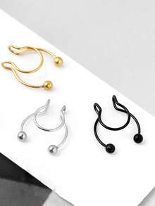 1pc/3pcs Punk Style Stainless Steel Nose Ring, Fashionable Minimalist Nose Clip Piercing Jewelry, Unisex - Multicolor - View 7