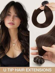 14-22英寸U型直发Remy真人发接发，自然黑色，沙龙级蛋白隐形假发，完美融合，适合圣诞节