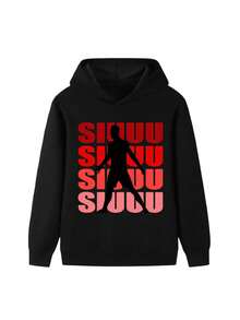 A Hooded Sweatshirt Featuring A Design By Cristianos Ronaldos, Suitable For Wearing In The Autumn And Winter Seasons - Black - View 1
