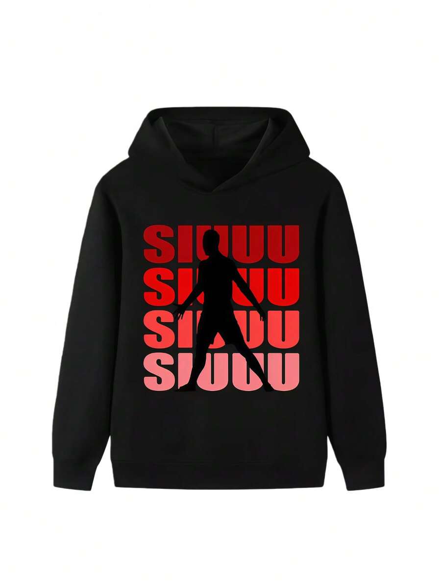 A Hooded Sweatshirt Featuring A Design By Cristianos Ronaldos, Suitable For Wearing In The Autumn And Winter Seasons - Black - View 1