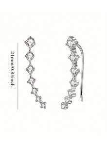 1 đôi/2 chiếc khuyên tai kẹp vành tai bằng bạc sterling 925 tinh tế, đính đá Cubic Zirconia sáng bóng, thích hợp cho cô dâu và đám cưới. - trắng - Xem 9