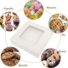 10/20个装带透明窗口的烘焙外卖盒 - 耐用的馅饼和糕点盒，适用于巧克力草莓、情人节礼物 - 彩色 - 查看 4
