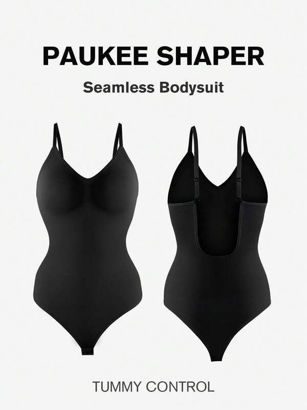 1pc Plus Size Women Seamless Backless Bodysuit, Tummy Control Lingerie, Sexy Shapewear For Summer Under Dress