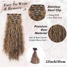 Clemă sintetică pentru a atașa peruci, mărind volumul părului, prelungind lungimea. Potrivită pentru femei, pentru a fi purtată în diverse ocazii, cum ar fi Crăciunul. - Multicolor - Vizualizare 4