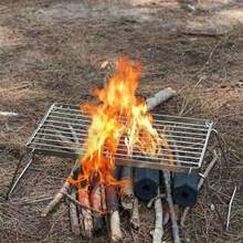 1pc Portable High-Quality Folding Stainless Steel Stove Rack - Outdoor BBQ Grill, Pot Rack, Grill Grate Stand - Durable Cookware Accessory For Camping And Hiking