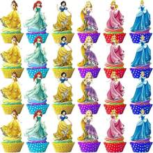 24件套公主主题蛋糕叉和装饰插牌，适合家庭生日派对、聚会、学校蛋糕装饰、圣诞蛋糕装饰 - 彩色 - 查看 6