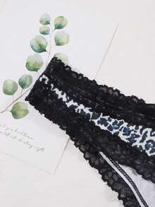 Morvia Leopard Print Lace Trim Sexy Panty - Multicolor - View 6
