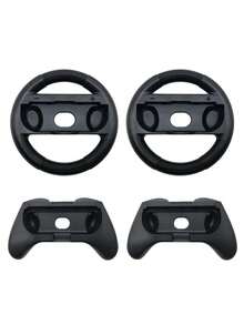 2pcs Switch OLED/Switch Controller Racing Wheel + 2pcs Grip Covers Set, Anti-Slip, Anti-Sweat, Anti-Drop, Anti-Scratch, Enhance Gaming Experience, Simulate Real Racing - Multicolor - View 1
