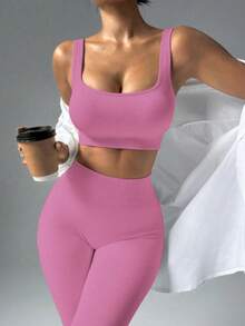 Ribbed Fitness Set - Soft Comfort And Practicality. - Red Violet - View 1
