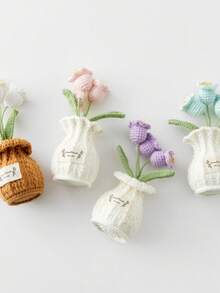 DIY钩编情人节礼物，DIY仿真花束，手工编织郁金香花束，玫瑰，仿真花，桌面装饰，墙面装饰，人造花，适合作为生日礼物、周年纪念礼物、母亲节礼物、圣诞礼物、活动和家居装饰，情人节礼物 - 彩色 - 查看 6