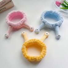 3 Stücke Spa Stirnband und Armband Set, lustiges Schneckenaugen Make-up Stirnband, weiches Plüsch Gesichtswasch Haarband, Hautpflege Stirnband, Handwasch Band, Haarhalter, Korallenfleece Handgelenkmanschetten, Halloween Kostüm Accessoire, Weihnachtsgeschenke für Frauen - Pink - Übersicht 6