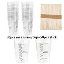 SMI Fine Disposable Plastic Measuring Cup With Wooden Stir Stick Multi-Purpose Epoxy Resin Liquid Mixing Cup With Graduations - Clear - View 8