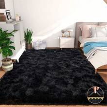 Area Rugs For Living Room, Large Fluffy Black Rug For Bedroom, Soft Shag Shaggy Fuzzy Carpets For Boys And Girls Dorm Room Home Decor - 黑色 - 查看 7