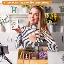 HAWT Bamboo Drawer Organizer Utensil Holder For Kitchen Small Wood Silverware Storage Organizer Stackable Box Tray For Cutlery Flatware Bathroom Caddy For Makeup Perfume Jewelry 6x3x2.5 Inch - 竹子 - 查看 4
