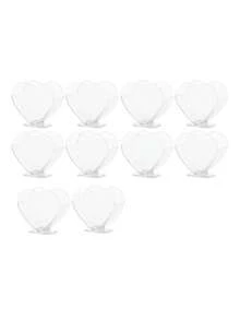 10pcs/set Clear Plastic Cups For Desserts, Cakes, Puddings, Mini Heart-shaped Mousses, Wedding Dessert Stands - White - View 7