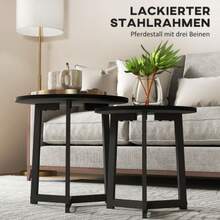 Set Of 2 HOMCOM Coffee Tables, Round Side Tables, Coffee Tables With Steel Frames, Modern Design Sofa Tables, For Living Room, Load Capacity Up To 35 Kg, Black - Black - View 5