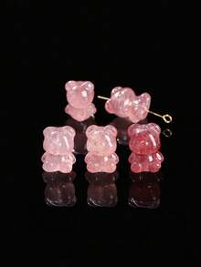 1件天然鸽血红/浅草莓石英蝴蝶/玫瑰花/狐狸/熊形吊坠，疗愈水晶，带来情感祝福和正能量，适合DIY珠宝制作、手链、项链和其他艺术饰品 - 彩色 - 查看 3