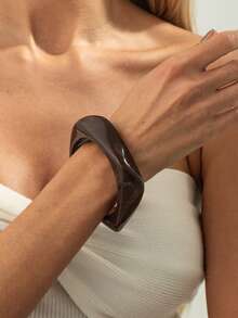 1pc Bohemian Geometric Exaggerated Arc Smooth Resin Bracelet, Luxurious Charm, Suitable For Vacation, Party, Casual, Street Style, Wedding, Anniversary, Unisex Gift - Bracelet - View 6